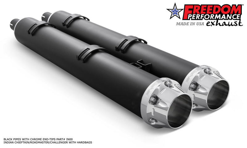 FREEDOM EXHAUST INDIAN 4" SLIP-ONS FOR CHIEFTAIN / ROADMASTER / CHALLENGER / PURSUIT WITH HARD BAGS