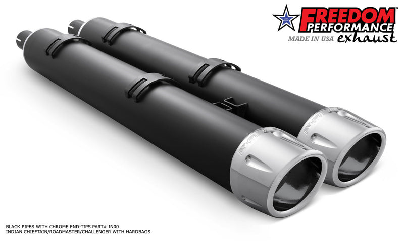 FREEDOM EXHAUST INDIAN 4" SLIP-ONS FOR CHIEFTAIN / ROADMASTER / CHALLENGER / PURSUIT WITH HARD BAGS