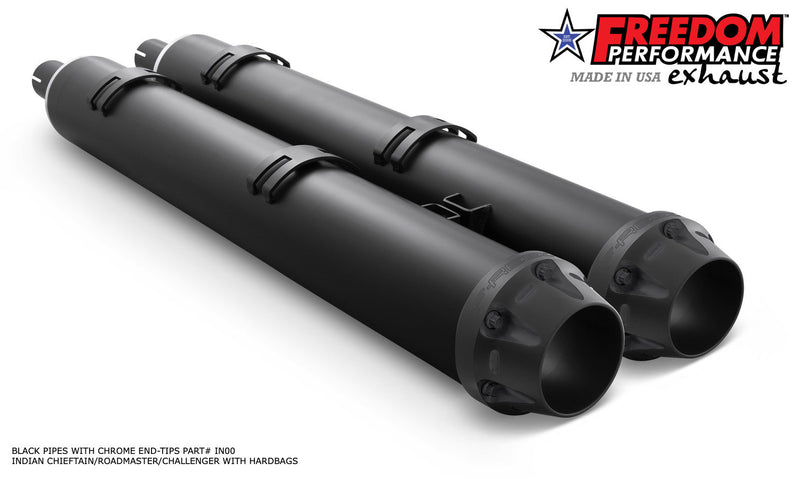 FREEDOM EXHAUST INDIAN 4" SLIP-ONS FOR CHIEFTAIN / ROADMASTER / CHALLENGER / PURSUIT WITH HARD BAGS