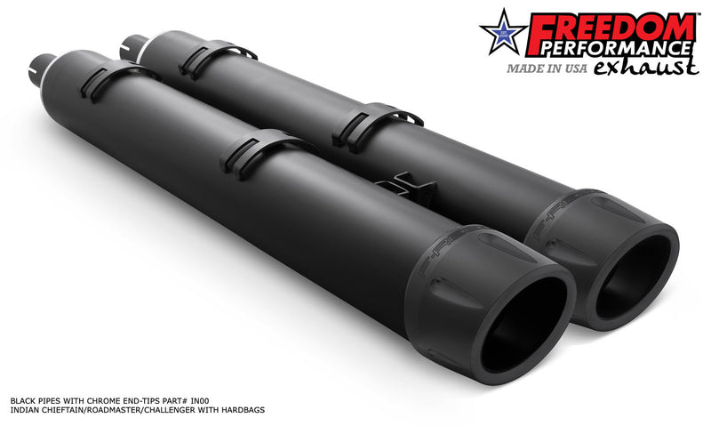 FREEDOM EXHAUST INDIAN 4" SLIP-ONS FOR CHIEFTAIN / ROADMASTER / CHALLENGER / PURSUIT WITH HARD BAGS