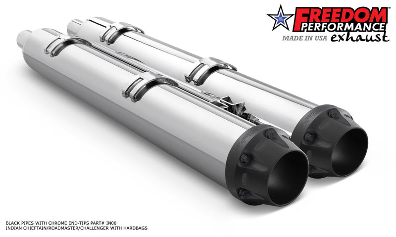 FREEDOM EXHAUST INDIAN 4" SLIP-ONS FOR CHIEFTAIN / ROADMASTER / CHALLENGER / PURSUIT WITH HARD BAGS
