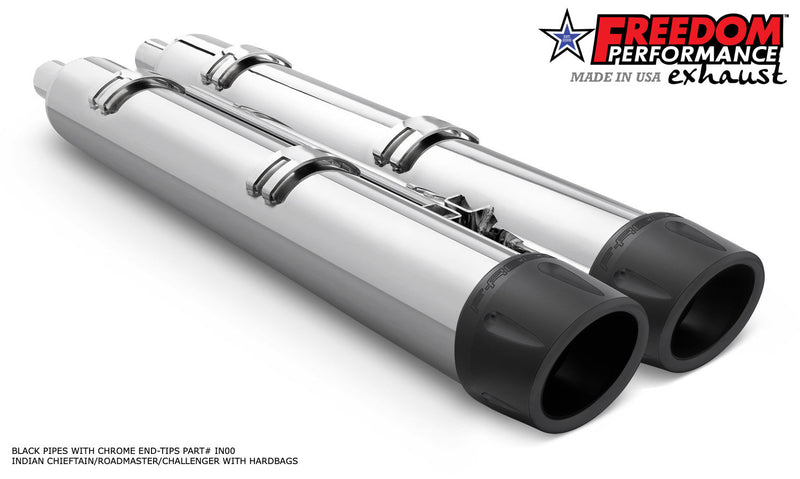 FREEDOM EXHAUST INDIAN 4" SLIP-ONS FOR CHIEFTAIN / ROADMASTER / CHALLENGER / PURSUIT WITH HARD BAGS