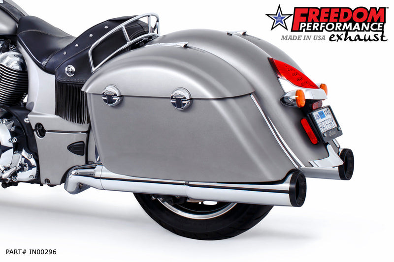 FREEDOM EXHAUST INDIAN CHIEFTAIN / ROADMASTER / SPRINGFIELD / CHALLENGER/ PURSUIT W/ HARD BAGS 2-INTO-1 "LEFT-SIDE ONLY" GHOST PIPE 2014-PRESENT