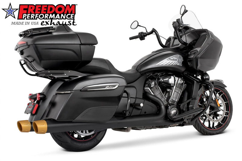 INDIAN 4" SLIP-ONS FOR CHIEFTAIN/ROADMASTER-CHALLENGER/PURSUIT/ELITE WITH HARD BAGS BUNDLE