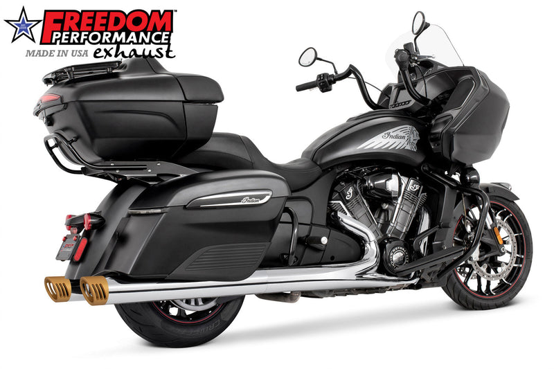 INDIAN 4" SLIP-ONS FOR CHIEFTAIN/ROADMASTER-CHALLENGER/PURSUIT/ELITE WITH HARD BAGS BUNDLE
