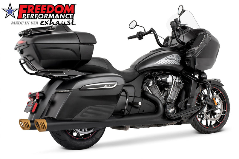 FREEDOM EXHAUST INDIAN 4" SLIP-ONS FOR CHIEFTAIN / ROADMASTER / CHALLENGER / PURSUIT WITH HARD BAGS