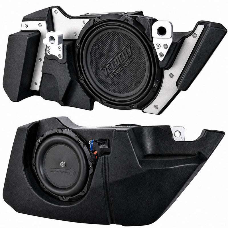 American Hard Bag Modular Bass System with Velocity 10" Subwoofers for 24-Up H-D Touring Baggers