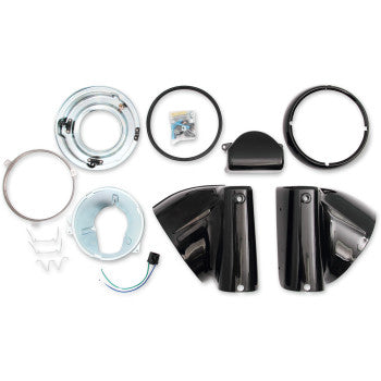 DRAG SPECIALTIES Nacelle Headlight Kit - Black - 7" - FLST '86-'17