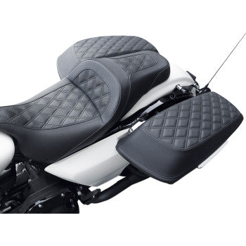 SADDLEMEN Saddlebag Lid Cover Set - Lattice Stitch - Touring '14-'23