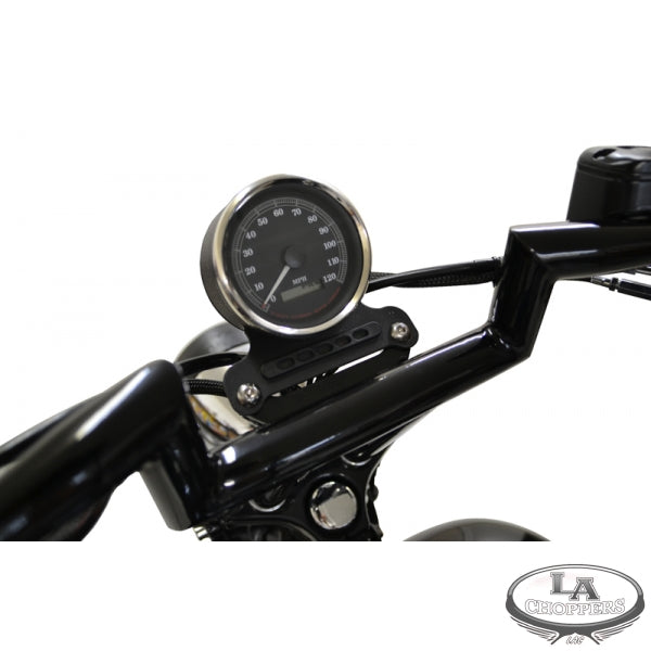 LA CHOPPERS T-Bar Gauge Mount Kit - Gloss Black - 1" Diameter