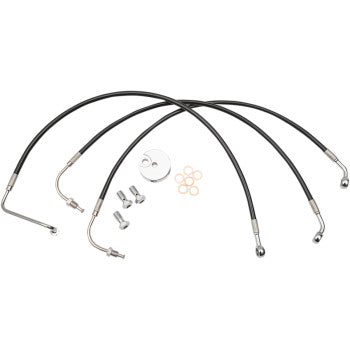 LA CHOPPERS Brake Line - Black - 15" - 17" Handlebars - FLH '96-'07