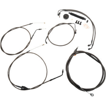 LA CHOPPERS Standard Midnight Cable/Brake Line Kit - 15" - 17" Handlebars - FLTR '96-'07
