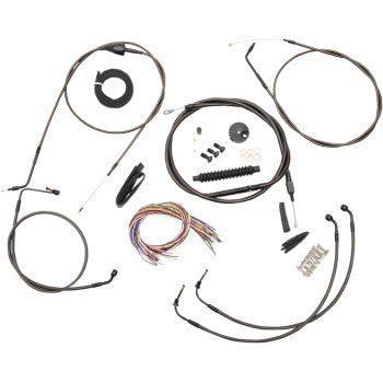 LA CHOPPERS Complete Midnight Cable/Brake Line Kit - 12" - 14" Handlebars - FLH /  FLT '07