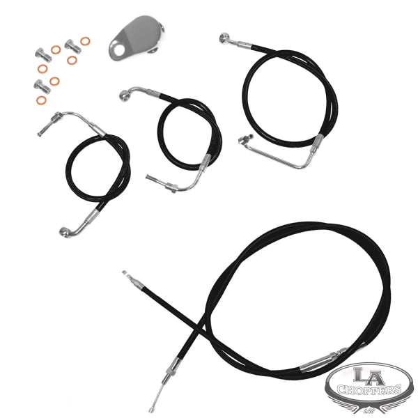 LA CHOPPERS - CABLE AND BRAKE LINE KIT BLACK VINYL FOR 15"-17" APE HANGERS