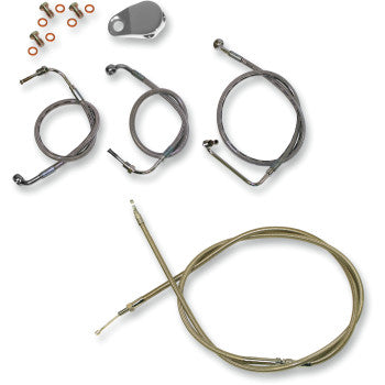 LA CHOPPERS Handlebar Cable/Brake Line Kit - 12" - 14" Ape Hanger Handlebars - Stainless '14-'16