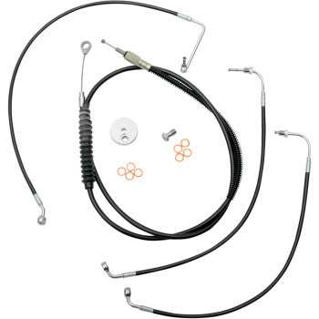 LA CHOPPERS Standard Black Vinyl Handlebar Cable/Brake Line Kit - 12"-14" Ape Hangers - FLHX '14-'16