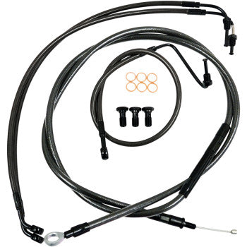 LA CHOPPERS Standard Midnight Cable/Brake Line Kit - 12" - 14" Handlebars - FLHR '14-'16