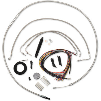 LA CHOPPERS Complete Stainless Braided Cable/Brake Line Kit - 12"-14" Handlebars - FLHX '14-'15