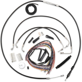 LA CHOPPERS Complete Black Vinyl Cable/Brake Line Kit - 12" - 14" Handlebars - FLHX '14-'15