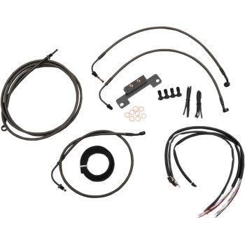LA CHOPPERS Complete Midnight Cable/Brake Line Kit - 12" - 14" Handlebars - FLHX '14-'15