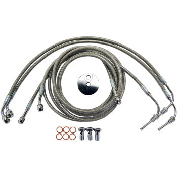 LA CHOPPERS Brake Line - Stainless Steel - 15" - 17" Handlebars - ABS - FLTR '08-'13