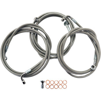 LA CHOPPERS Brake Lines Stainless - 12" - 14" Handlebars - FLH / FLT '14-'20
