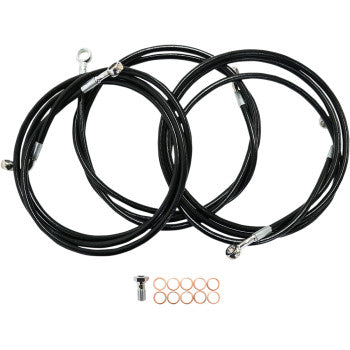 LA CHOPPERS Brake Lines Black Vinyl - 12" - 14" Handlebars - FLH / FLT '14-'20
