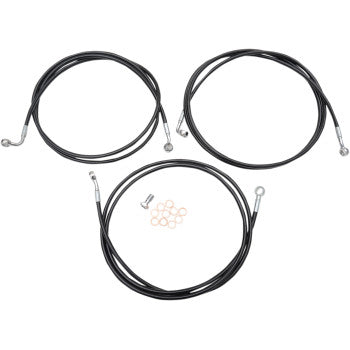 LA CHOPPERS Brake Lines - Black Vinyl - 18" - 20" Handlebars - ABS - FLH / FLT '14-'20