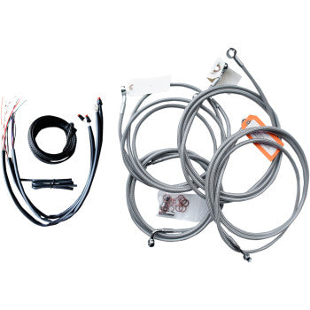 LA CHOPPERS Complete Stainless Cable/Brake Line Kit - 18" - 20" Handlebars - FLH '14-'15