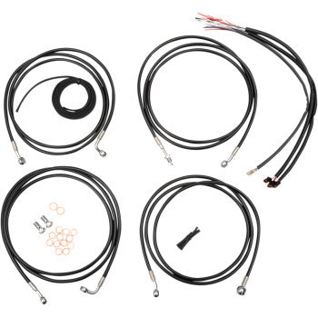 LA CHOPPERS Complete Black Cable/Brake Line Kit - 18" - 20" Handlebars - FLH '14-'15