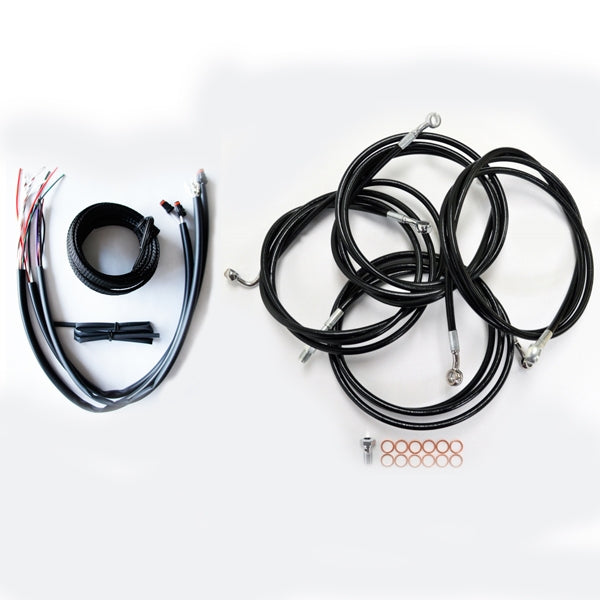 CABLE AND BRAKE LINE KIT BLACK VINYL FOR 15"-17" APE HANGERS