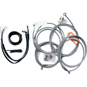 LA CHOPPERS Complete Stainless Cable/Brake Line Kit - 12" - 14" Handlebars - FLH '16