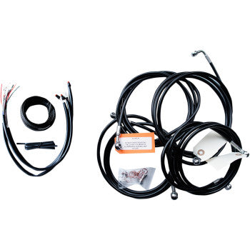 LA CHOPPERS Complete Black Vinyl Cable/Brake Line Kit - 12" - 14" Handlebars - FLH '16