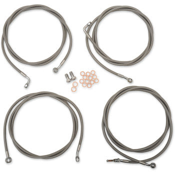 LA CHOPPERS Standard Stainless Cable/Brake Line Kit - 18" - 20" Handlebars - FLH / FLT '17-'20