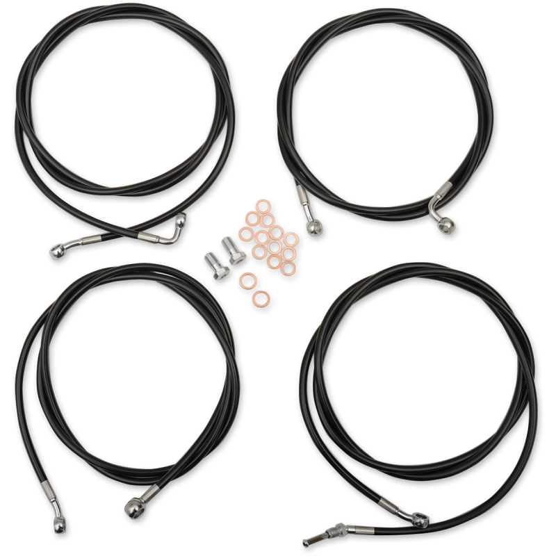 HANDLEBAR CABLE/BRAKE & CLUTCH LINE/WIRE KITS AND COMPONENTS / STAINLESS STEEL|VINYL / BLACK