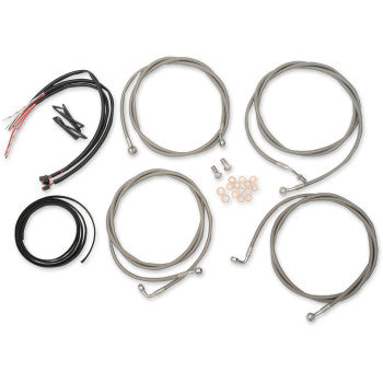 LA CHOPPERS Complete Stainless Cable/Brake Line Kit - 18" - 20" Handlebars - FLH / FLT '17-'20