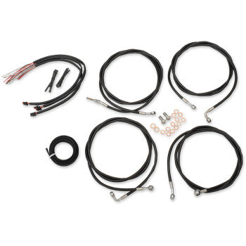 LA CHOPPERS Complete  Black Vinyl Cable/Brake Line Kit - Mini Handlebars - FLH / FLT '17-'20