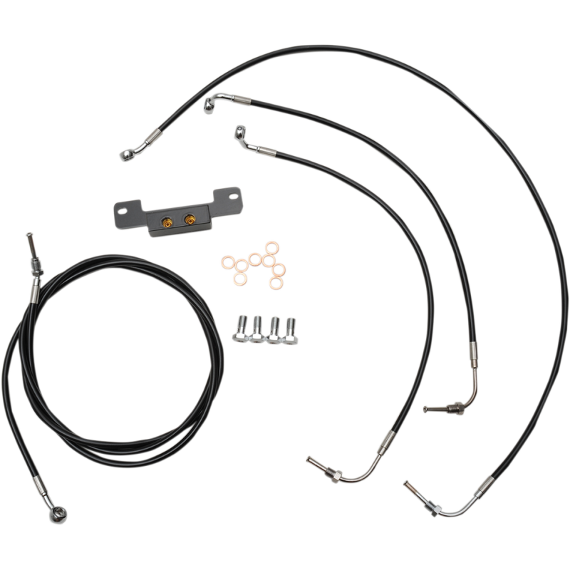 STANDARD BLACK VINYL/STAINLESS HANDLEBAR CABLE/BRAKE LINE KIT FOR 18" - 20 " APES / BLACK / STAINLESS STEEL|VINYL