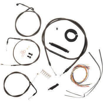 LA CHOPPERS Complete Midnight Braided Cable/Brake Line Kit - 15" - 17" Handlebars - FL / FX '96-'06