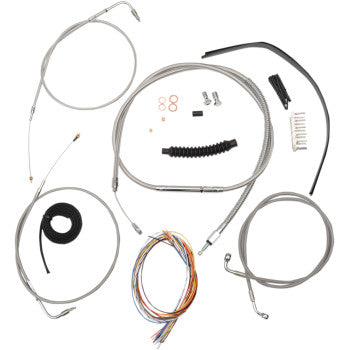 LA CHOPPERS Complete Stainless Cable/Brake Line Kit - 12" - 14" Handlebars - FL / FX '07-'10
