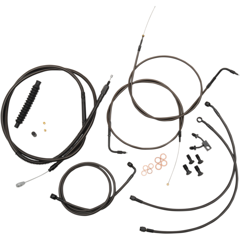 LA CHOPPERS Standard Midnight Braided Handlebar Cable/Brake Line Kit 12-14"FXSB 2015