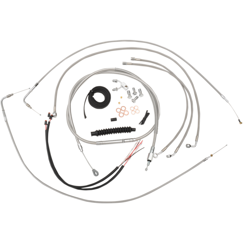 LA CHOPPERS Complete Stainless Braided Handlebar Cable/Brake Line Kit 15-17" FXSB 2015