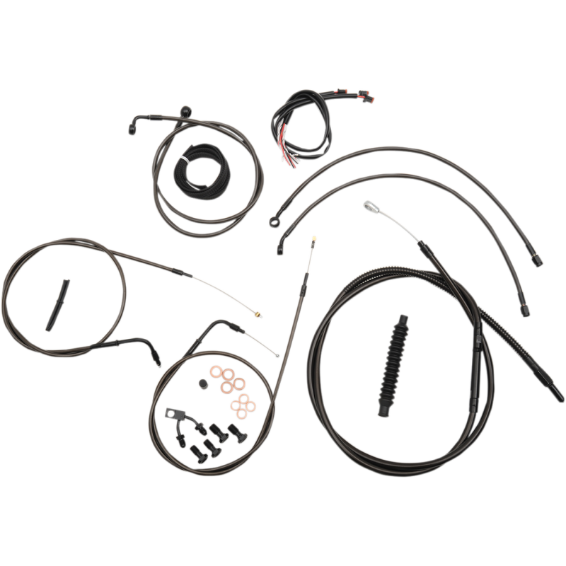LA CHOPPERS Complete Midnight Braided Handlebar Cable/Brake Line Kit 12-14" FXSB 2016-2017