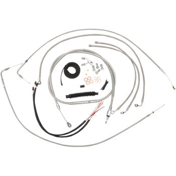 LA CHOPPERS Complete Stainless Cable/Brake Line Kit - 18" - 20" Handlebars - FL / FX '11-'14