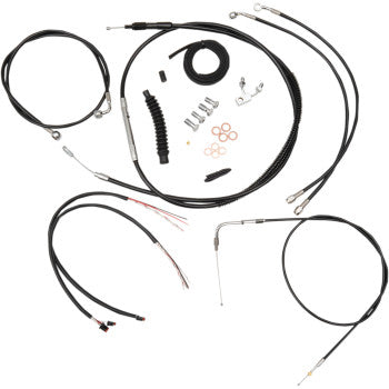 LA CHOPPERS Complete Black Vinyl Cable/Brake Line Kit - 12" - 14" Handlebars - FL / FX '11-'14