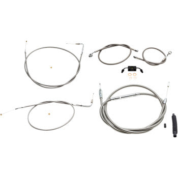 LA CHOPPERS Standard Stainless Cable/Brake Line Kit - 12" - 14" Handlebars - FXDB/C '12-'17