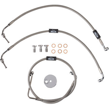 LA CHOPPERS Brake Lines - Stainless - 12" - 14" Handlebars - FXDF '08-'17