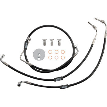 LA CHOPPERS Brake Lines - Black Vinyl - 18" - 20" Handlebars - FXDF '08-'17