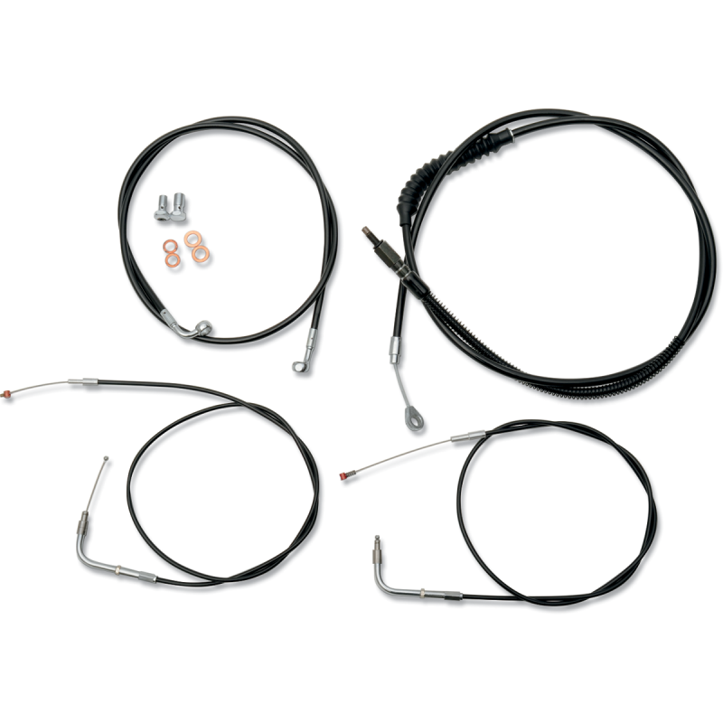 LA CHOPPERS Standard Black Vinyl Braided Handlebar Cable/Brake Line Kit 12-14"
