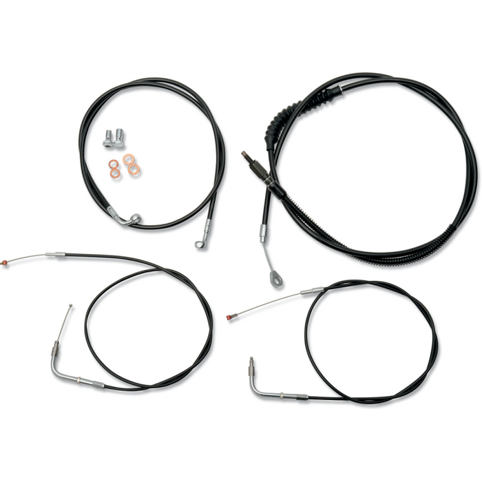 LA CHOPPERS Standard Black Vinyl Braided Handlebar Cable/Brake Line Kit 12-14"